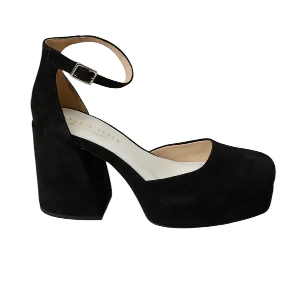 Altar'd State Black Suede Platform Block Heel